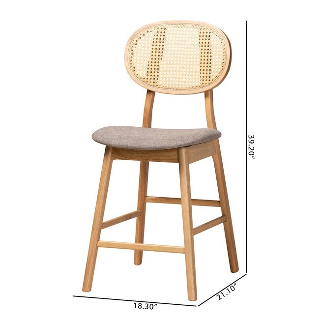 Darrion Mid-Century Modern Grey Fabric And Walnut Brown Finished Wood 2-Piece Counter Stool Set, , alternate image number null