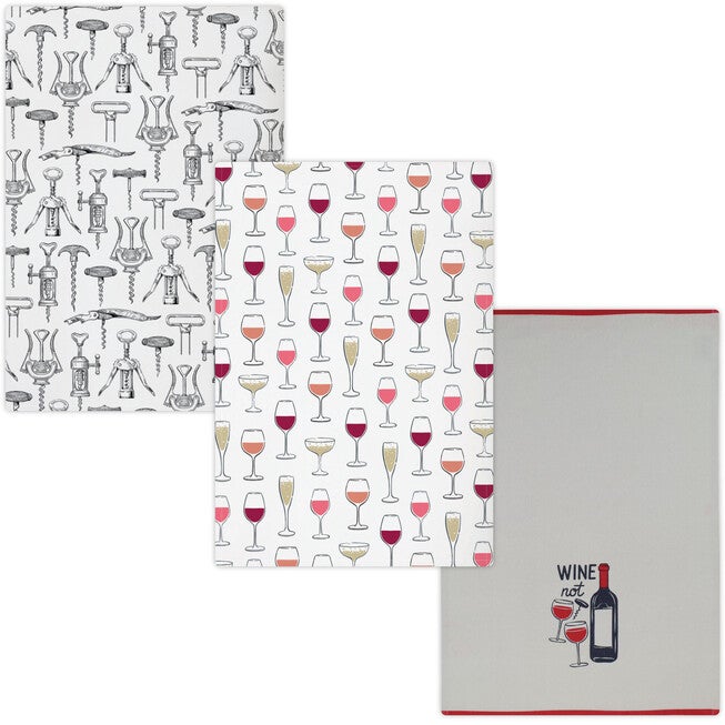 Designer Print Towel Set/3- Farmhouse, MULTI WINE, hi-res image number null