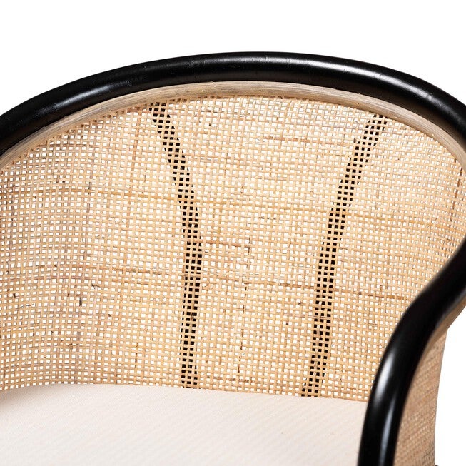 Miranda Modern Bohemian Two-Tone Black And Natural Brown Rattan Counter Stool, , alternate image number null