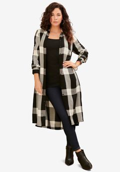 Plaid Button Front Ultra Tunic